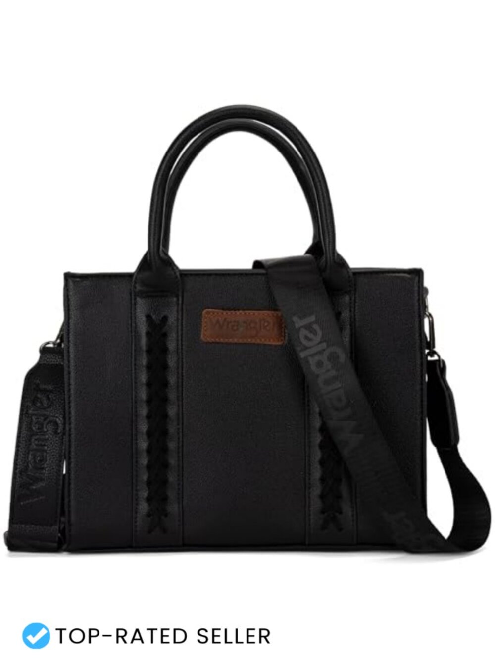 Whipstitch Faux Leather Satchel Tote Bag with Crossbody Strap